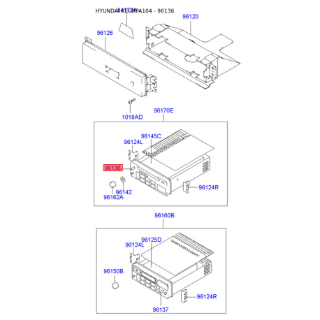 Магнитола 96124-2D000 Mobis - 961242D000 - схема с каталога 96136, KEURPA104 961242D000