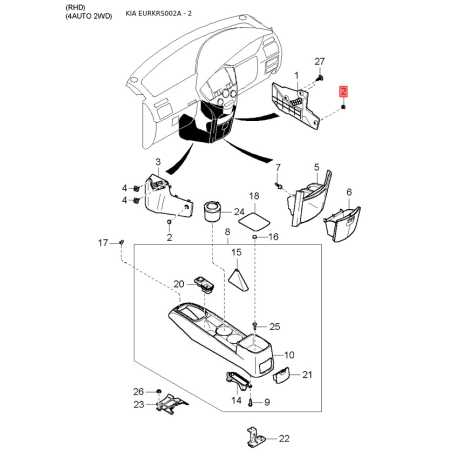 Петля бічних дверей права 0K2JA-58210 Mobis - 0K2JA58210 - схема з каталогу 2, EURKRS002A 0K2JA58210