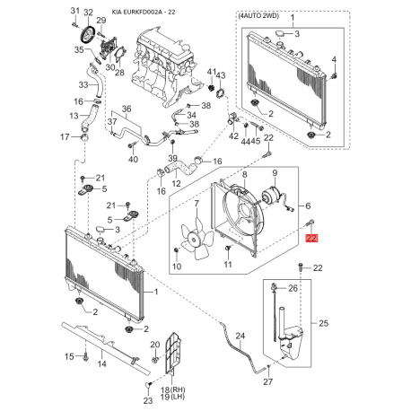 Ручка двери правая 0K30A-72410 Mobis - 0K30A72410 - схема с каталога 22, EURKFD002A 0K30A72410