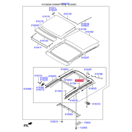 Люк и комплектующие 81666-2S000MCH Mobis - 816662S000MCH - схема с каталога 81666C, KHMAPTM14 816662S000MCH