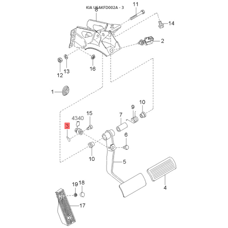 Болт паливної системи лівий 0K30A-71050B Mobis - 0K30A71050B - схема з каталогу 3, USAKFD002A 0K30A71050B