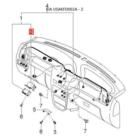 Кронштейн предней стойки боковины правый 0K30A-70050 Mobis - 0K30A70050 - схема с каталога 2, USAKFD002A 0K30A70050