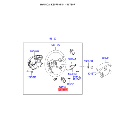 Кнопка управления автомагнитолой на руле правая 96740-3K000QZ Mobis - 967403K000QZ - схема с каталога 96710R, KEURPNF04 967403K000QZ