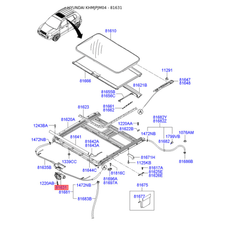 Люк и комплектующие 81631-2E020 Mobis - 816312E020 - схема с каталога 81631, KHMJPJM04 816312E020