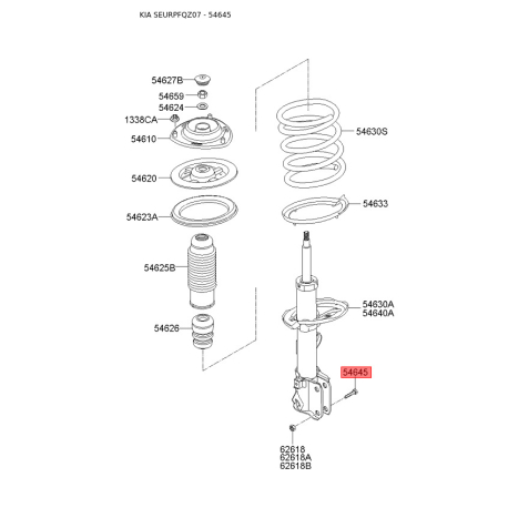 Болт кулака и сайлентблока 54645-2E000 Mobis - 546452E000 - схема с каталога 54645, SEURPFQZ07 546452E000