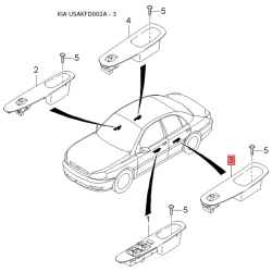 Прокладка, скло дверей ліве 0K30A-59821 Mobis