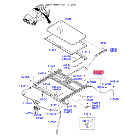 Люк і комплектуючі задній 81683-2E101 Mobis - 816832E101 - схема з каталогу 81682Y, KHMJPJM04 816832E101