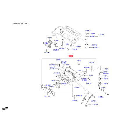 Колектор впускний 28310-23890 Mobis - 2831023890 - схема з каталогу 28310, KKMAPLS06 2831023890