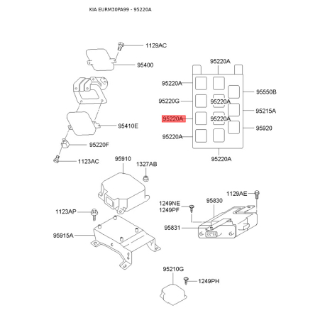 Багатофункціональне реле 95220-21050 Mobis - 9522021050 - схема з каталогу 95220A, EURM30PA99 9522021050