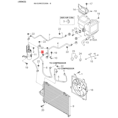 Замок (циліндр) з ключами бічних дверей лівий 0K2AC-76920A Mobis - 0K2AC76920A - схема з каталогу 8, EURK33100A 0K2AC76920A