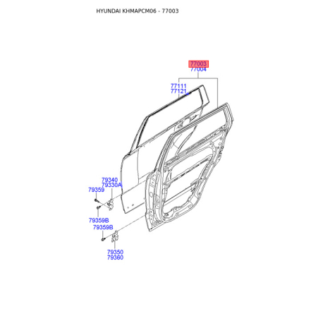 Двері, кузов ліві 77003-2B030 Mobis - 770032B030 - схема з каталогу 77003, KHMAPCM06 770032B030