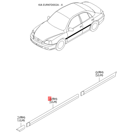 Вал рулевого управления 0K30F-32100C Mobis - 0K30F32100C - схема с каталога 4, EURKFD002A 0K30F32100C