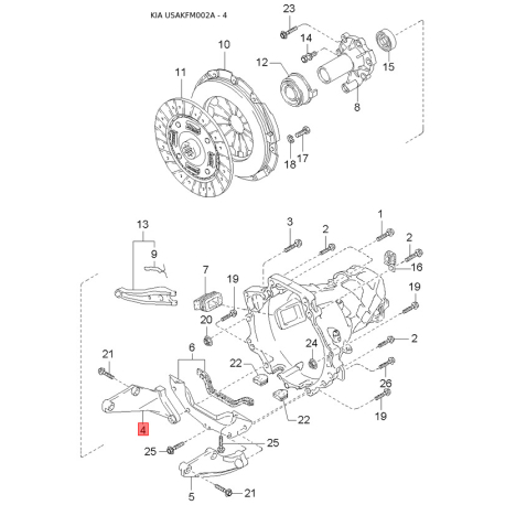 Шестерня спідометра ведена і ведуча 0K65Y-17441 Mobis - 0K65Y17441 - схема з каталогу 4, USAKFM002A 0K65Y17441