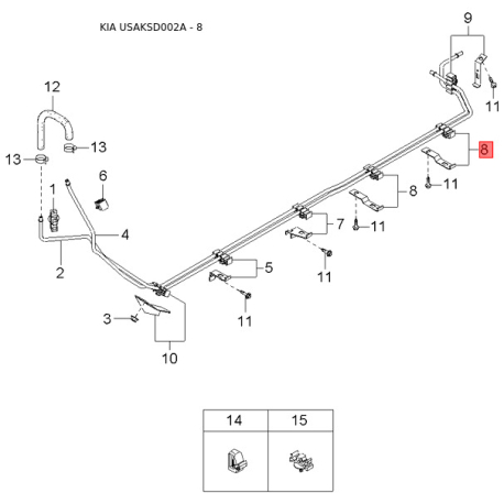 Втулка рейки рулевого механизма 0K2A2-32114 Mobis - 0K2A232114 - схема с каталога 8, USAKSD002A 0K2A232114
