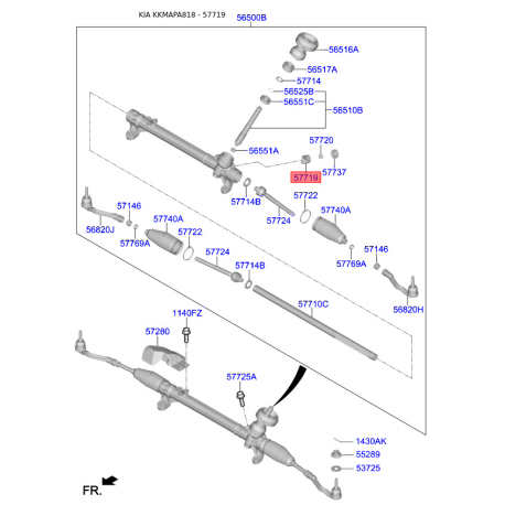 Упор (подпятник, пробка) регулировки рулевого механизма 57719-D4000 Mobis - 57719D4000 - схема с каталога 57719, KKMAPA818 57719D4000