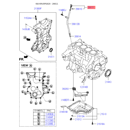 Щуп рівня масла 26611-03320 Mobis - 2661103320 - схема з каталогу 26611, KRUSPG620 2661103320