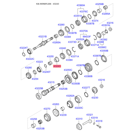 Втулка КПП 43243-28500 Mobis - 4324328500 - схема з каталогу 43243, KKMAPLS06 4324328500