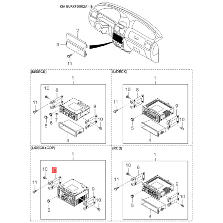 Рычаг заслонки отопителя (печки) 0K30C-61A30 Mobis - 0K30C61A30 - схема с каталога 8, EURKFD002A 0K30C61A30