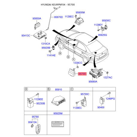Блок управління, система допомоги при паркуванні 95700-3K200 Mobis - 957003K200 - схема з каталогу 95700, KEURPNF04 957003K200