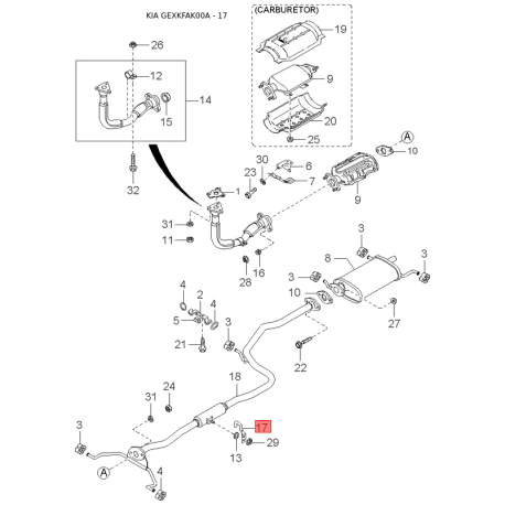 Крепление трубок кондиционера и компрессора 0K900-59335 Mobis - 0K90059335 - схема с каталога 17, GEXKFAK00A 0K90059335