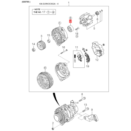 Замок капота 81130-3C500 Mobis - 811303C500 - схема з каталогу 4, EURK3C002A 811303C500