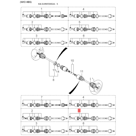 Держатель запасного колеса 0K30B-56960 Mobis - 0K30B56960 - схема с каталога 5, EURKFD002A 0K30B56960