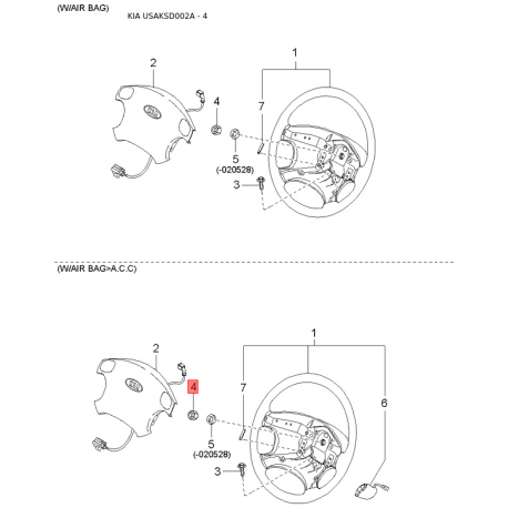 Прокладка передней пружины нижняя 0K201-34013B Mobis - 0K20134013B - схема с каталога 4, USAKSD002A 0K20134013B