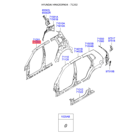 Боковина правая 71202-2E010 Mobis - 712022E010 - схема с каталога 71202, HMA2E0PA04 712022E010