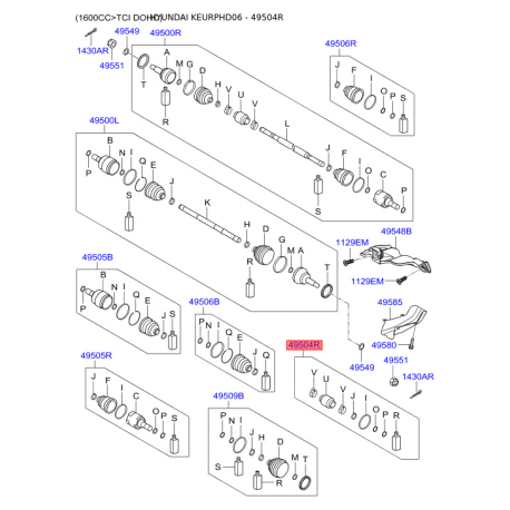 Дампер кит правый 49604-2HA00 Mobis - 496042HA00 - схема с каталога 49504R, KEURPHD06 496042HA00