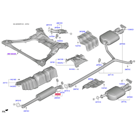 Подушка кріплення випускної системи 28761-C1500 Mobis - 28761C1500 - схема з каталогу 28762, AKMAPEY20 28761C1500