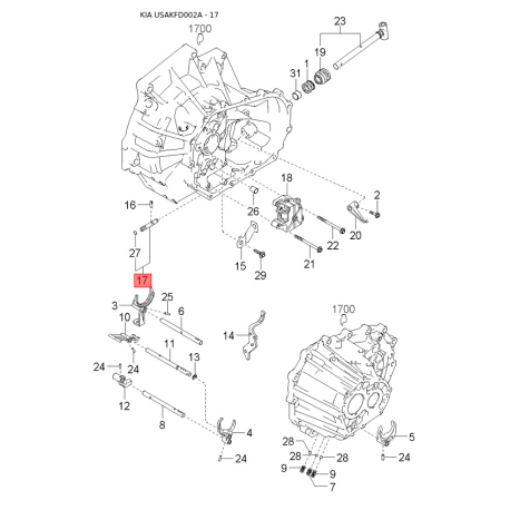 Гидравлический шланг(трубка), рулевое управление 0K30B-32450 Mobis - 0K30B32450 - схема с каталога 17, USAKFD002A 0K30B32450