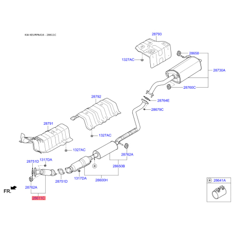 Труба вихлопного газу 28610-A4550 Mobis - 28610A4550 - схема з каталогу 28611C, KEURPA416 28610A4550