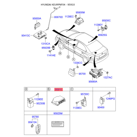 Устройство управления, подушка безопасности 95910-3K300 Mobis - 959103K300 - схема с каталога 95910, KEURPNF04 959103K300
