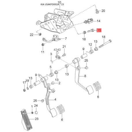 Кронштейн рулевого вала левый 0K30B-32134 Mobis - 0K30B32134 - схема с каталога 15, USAKFD002A 0K30B32134