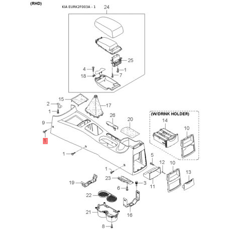 Трубка щупа уровня масла 46570-22860 Mobis - 4657022860 - схема с каталога 1, EURK2F003A 4657022860