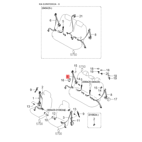 Чохол півосі (пильник) приводного валу 0K30B-22550 Mobis - 0K30B22550 - схема з каталогу 6, EURKFD002A 0K30B22550