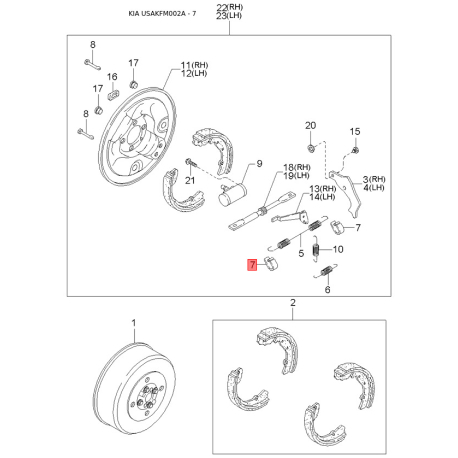 Пістон (кліпса) оббивки багажника 0K71F-68401A Mobis - 0K71F68401A - схема з каталогу 7, USAKFM002A 0K71F68401A