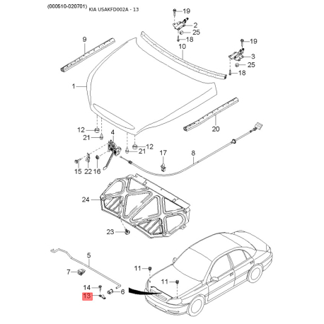 Кронштейн, підвіска двигуна 21710-FD800 Mobis - 21710FD800 - схема з каталогу 13, USAKFD002A 21710FD800