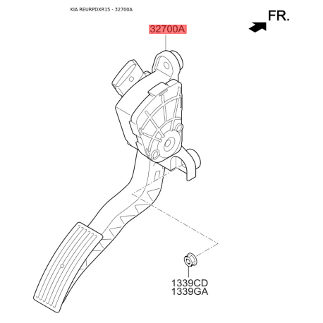 Педаль акселератора 32700-1J600 Mobis - 327001J600 - схема з каталогу 32700A, REURPDXR15 327001J600