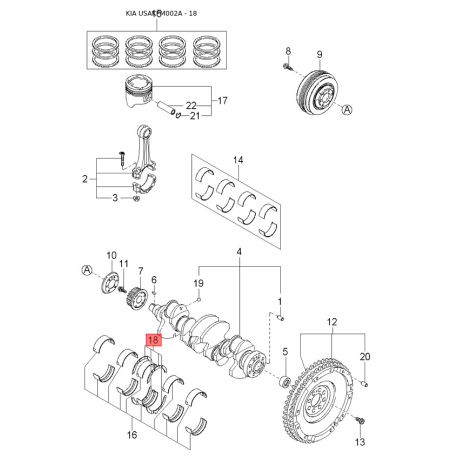 Адаптер, трубопровід гальмівного приводу 0K710-45451 Mobis - 0K71045451 - схема з каталогу 18, USAKFM002A 0K71045451