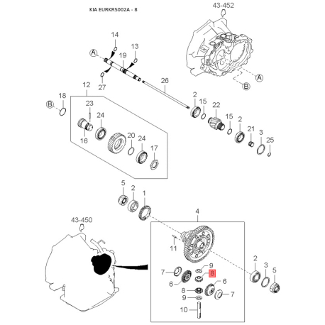 Направляющая втулка клапана 22115-2Y000 Mobis - 221152Y000 - схема с каталога 8, EURKRS002A 221152Y000