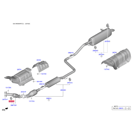 Подушка кріплення випускної системи 28780-3R000 Mobis - 287803R000 - схема з каталогу 28760C, MKMAPM721 287803R000