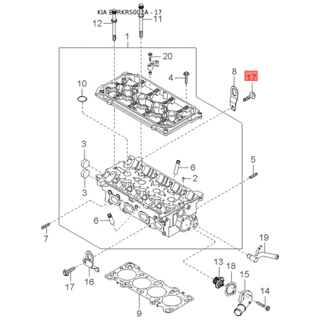 Шланг, вентиляція картера 26720-23900 Mobis - 2672023900 - схема з каталогу 17, EURKRS002A 2672023900