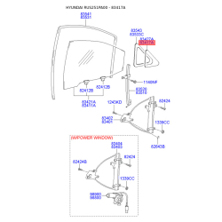 Боковое стекло (окно) двери левое 83561-25010 Mobis