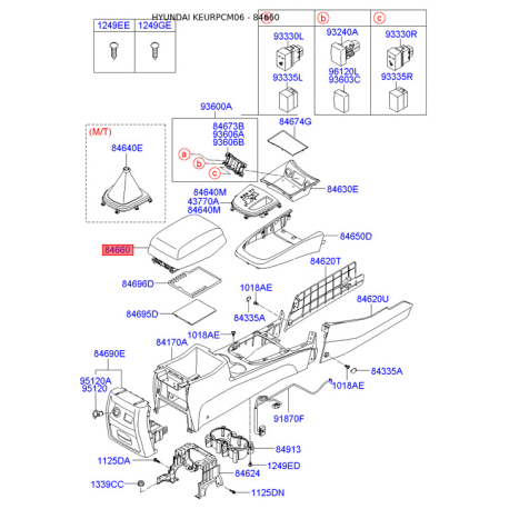 Подлокотник 84660-2B0101H Mobis - 846602B0101H - схема с каталога 84660, KEURPCM06 846602B0101H