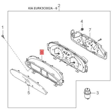 Кольцо уплотнительное передней крышки мотора нижнее 21354-38002 Mobis - 2135438002 - схема с каталога 6, EURK3C002A 2135438002