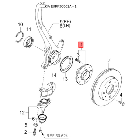 Замок, замок-выключатель 81905-3C410 Mobis - 819053C410 - схема с каталога 1, EURK3C002A 819053C410