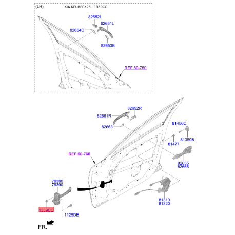 Гайка троса стоянкового гальма 13395-06001 Mobis - 1339506001 - схема з каталогу 1339CC, KEURPEX23 1339506001
