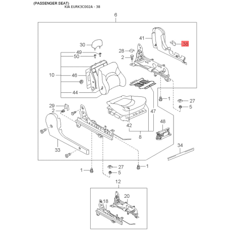 Гвинт оббивки салону 10178-08223 Mobis - 1017808223 - схема з каталогу 38, EURK3C002A 1017808223