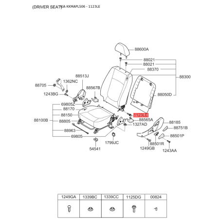 Болт кронштейна подушки КПП 11234-10256B Mobis - 1123410256B - схема с каталога 1123LE, KKMAPLS06 1123410256B